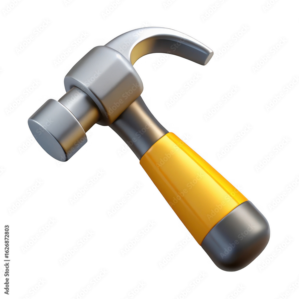 Poster 3d render of a claw hammer isolated on transparent background