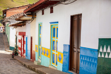 Beautiful streets of the colonial town of Concepcion in Antioquia, Colombia.
