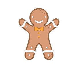 Joyful Gingerbread Man Character with Bow Tie and Frosting Details
