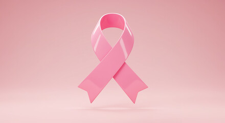 Pink ribbon breast cancer awareness symbol elegant rendering on a matching pastel background perfect for campaigns and informational materials