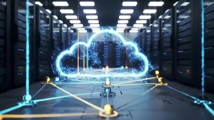 Cloud network data center server room visualization - Powered by Adobe
