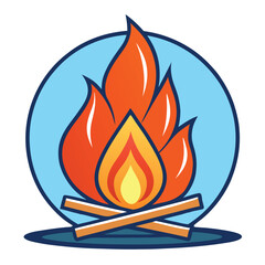 Minimalist Campfire Symbol Bonfire Flame Icon Outdoor Survival & Adventure Vector on white background