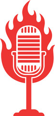 Retro microphone on fire