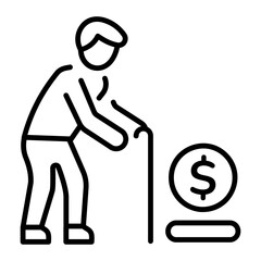 An outline style icon depicting retirement plan
