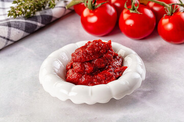 Red organic fresh tomato paste