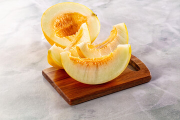 Ripe sweet juicy melon with slices