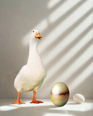 white duck on the beach