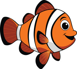 Hand drawn clown fish cartoon illustration