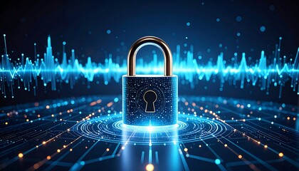 Digital Lock Illustrates Cybersecurity in Abstract Design
