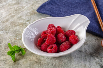 Organic ripe sweet juicy paspberry