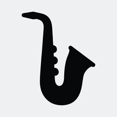 Silhouette saxophone musical instrument simple black shape vector illustration