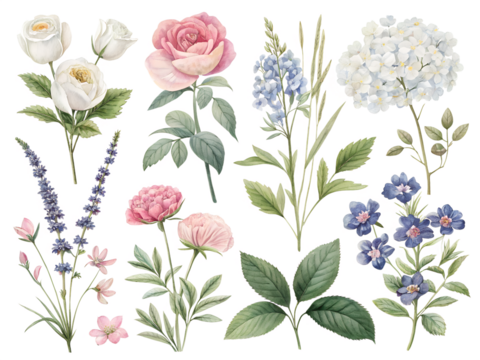 Wildflower Meadow Border with Birds