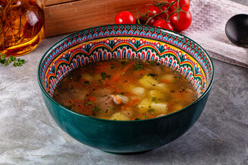 Chicken homemade soup with potato
