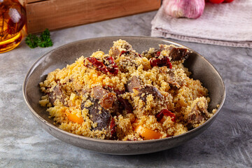Traditional couscous with lamb and vegetables