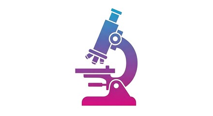 A gradient microscope with blue and purple hues on a white background in a vector illustration
