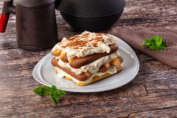 Delicous Tiramisu cake with cream