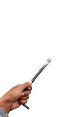 Hand Holding Crowbar: Industrial Tool for Demolition & Construction