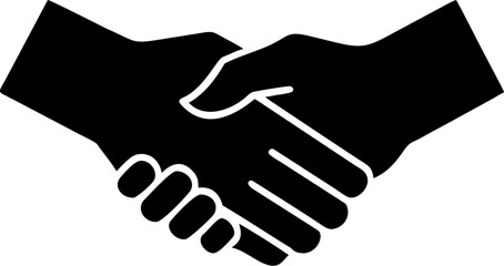 Fototapeta premium Black Silhouette of Two Hands Shaking Symbolizing Agreement or Partnership