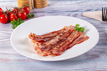 Fried pork bacon for breakfast