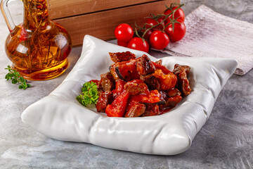 Roasted beef meat with vegetables