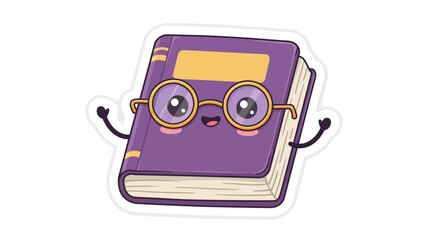 Cartoon Book Character with Glasses and a Smiling Face.