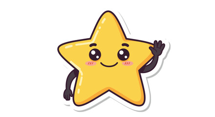 Obraz premium Cheerful Cartoon Star Character Waving Hello.
