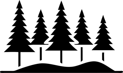 Obraz premium Silhouette of Pine Tree Forest with Wavy Ground Terrain