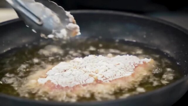 Crispy Chicken Zinger Fillet Frying in Deep Fryer