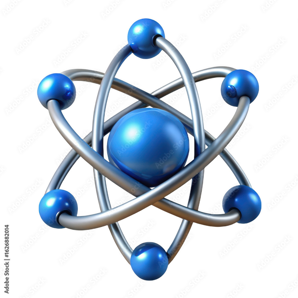 Aufkleber 3d atomic structure model with blue spheres isolated on transparent background