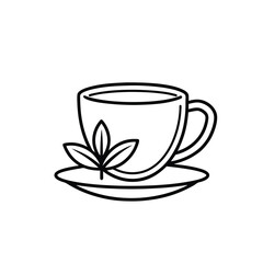 Herbal tea cup outline icon set