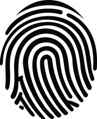 Minimalist Black and White Fingerprint Icon  Vector Silhouette Design