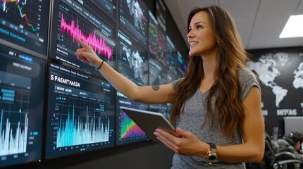  In a dark color grading suite, a female colorist meticulously adjusts an actress's skin tones on a calibrated 4K reference monitor. 