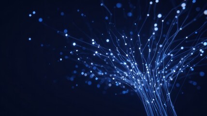 Intricate neural network web with glowing nodes. Neural network AI generated