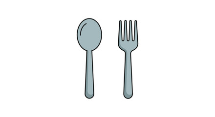 Simple illustration of a spoon and fork on a white background
