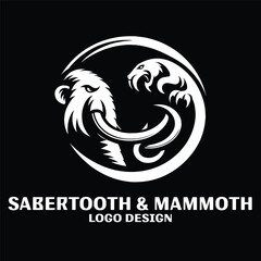 Fototapeta premium Sabertooth & Mammoth Vector Logo Design