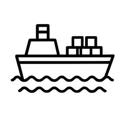 Obraz premium Cargo Container Ship Line Icon 