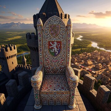 Tr&ocirc;ne m&eacute;di&eacute;val sur un chateau  