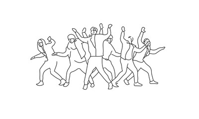 Group Dance Performance Line Art