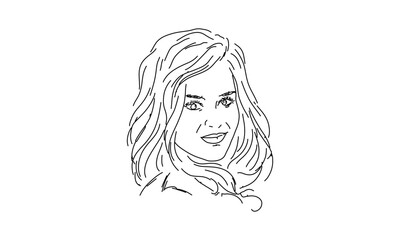 Line Art Portrait with Blurred Face