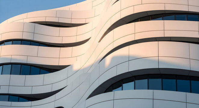 Modern architecture with curved facade and window pattern