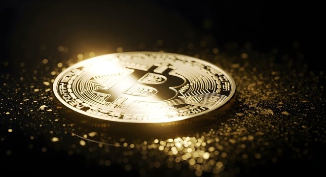 Golden bitcoin cryptocurrency investment digital currency blockchain technology finance market future