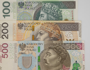 Polish banknotes. Concept of money, finance, economy and currency in Poland.