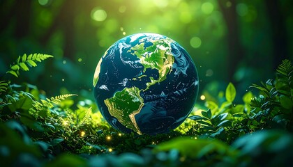 Earth nestled in a lush forest