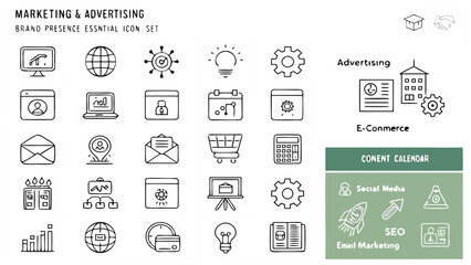 Advertising and marketing icon set