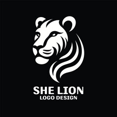 She Lion Vector Logo Design