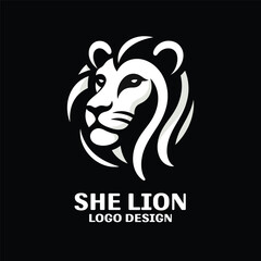 She Lion Vector Logo Design