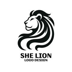 She Lion Vector Logo Design