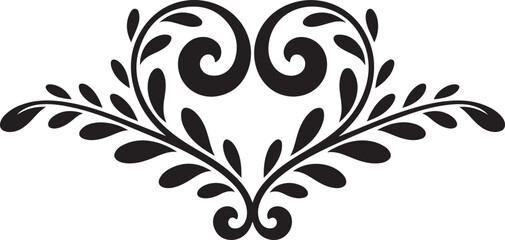 Obraz premium Ornate HeartShaped Floral Design with Swirls