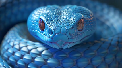 Fototapeta premium blue snake in the dark