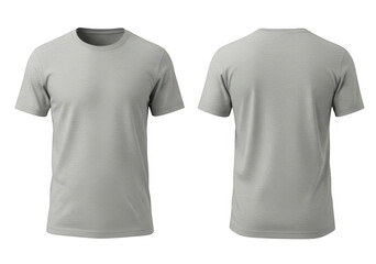 Gray t shirt front and back isolated on transparent background